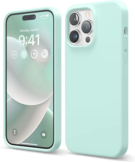 elago Compatible with iPhone 14 Pro Max Case, Liquid Silicone Case, Full Body Protective Cover, Shockproof, Slim Phone Case, Anti-Scratch Soft Microfiber Lining, 6.7 inch (Aqua Sky)