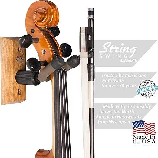 String Swing Violin Hanger Wooden Wall Mount for Home & Studio CC01V-O Hardwood Oak (2 Pack)