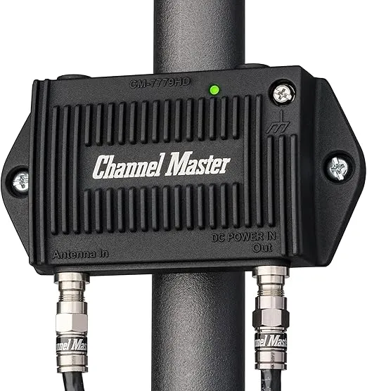 Channel Master CM-7779HD PreAmp 1 TV Antenna Amplifier with 5G LTE Filter, Adjustable Gain Preamplifier - Professional-Grade Signal Booster