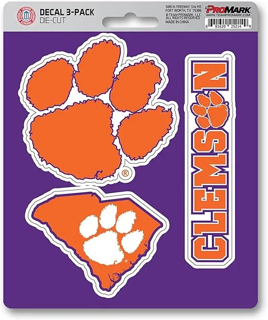 FANMATS NCAA Clemson Tigers Team Decal, 3-Pack