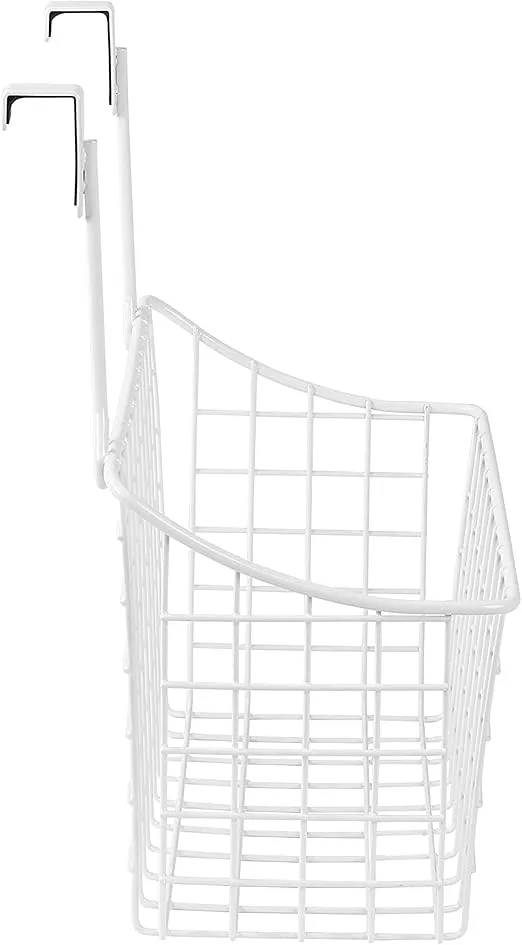 Spectrum Hanging Baskets for Organizing (Medium, White) - Grid Over the Cabinet Wire Basket for Kitchen or Bathroom - Door Hanging Storage Organizer for Cleaning Supplies, Washcloths, & Hand Towels