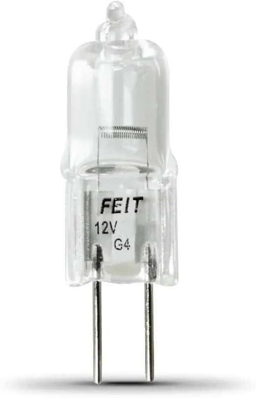 Feit Electric BPQ20T3/RP 20-Watt T3 Halogen Bulb with G4 Bi-Pin Base, Clear, 2800K Warm White, 1.3" H x 0.3" D