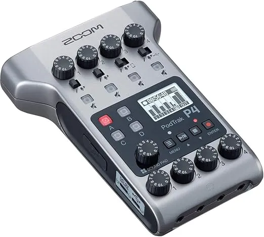 Zoom PodTrak P4 Portable Multitrack Podcast Recorder Bundle with 4X Zoom ZDM-1 Podcast Pack