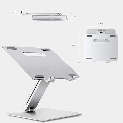 Adjustable Aluminum Laptop Stand Ergonomic Design & Lightweight Stand Compatible with 15.6" MacBook Pro/Air, Laptop | Stylish Foldable Laptop Holder