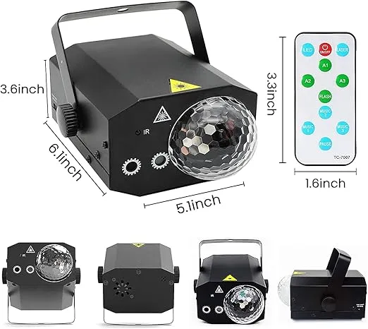 Party Lights Disco Ball, Disco Lights Laser DJ Light Sound Activated Strobe Lights with Remote Control Laser Lights Disco Lights for Parties Inoor Club Bar KTV Holiday Dance Christmas Birthday