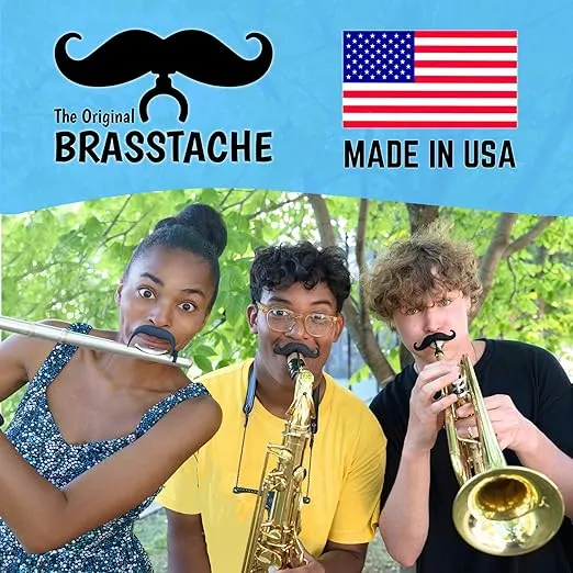 (2-pack) Clip-on Mustache for French Horn Mouthpiece, XL (2-Pack, French Horn)