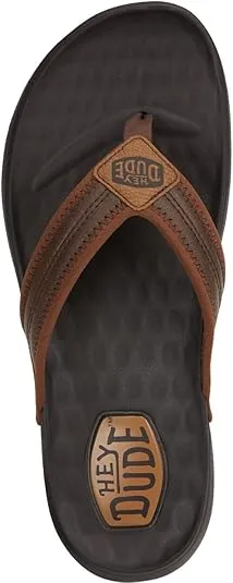 Hey Dude Men's Myers Flip Classic Black/Black | Men's Shoes | Men Slip-on Sandals | Comfortable & Light-Weight