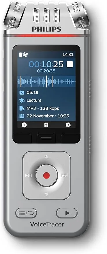 Philips VoiceTracer DVT4115 Voice Recorder with Sembly AI Speech-to-Text Software Trial