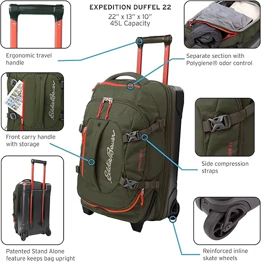 Eddie Bauer Expedition Duffel Bag 2.0-Made from Rugged Polycarbonate and Nylon, True Blue, 22L