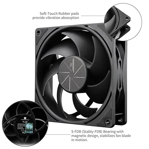 Thermalright TL-P9 CPU Fan Computer Case Fan Quiet 4PIN PWM PC Fan, High Performance 92mm Silent Cooler Fan, 2200RPM Speed, CPU Cooling Fan(Black)