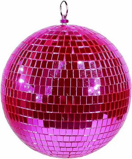 8" Mirror Disco Ball - Cool and Fun Hanging Party Disco Ball for Big Party Decorations, Party Design、Decorate (8 inch, Pink)