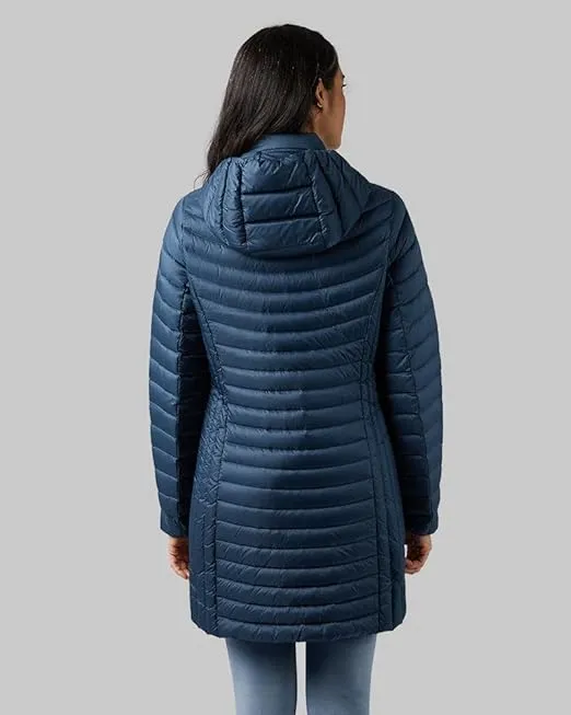 32 Degrees Women's 3/4 Ultra-Light Down Jacket| Slim Fit | Detachable Hood | Water Repellant