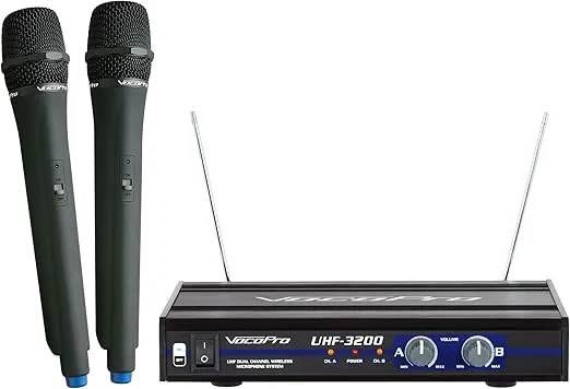 VocoPro UHF-3200 UHF-Dual Channel Wireless Microphone System