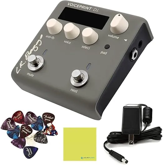 LR Baggs Voiceprint DI Acoustic Guitar Impulse Response Effects Pedal Bundle w/ 12x Fender Picks and Liquid Audio Polishing Cloth