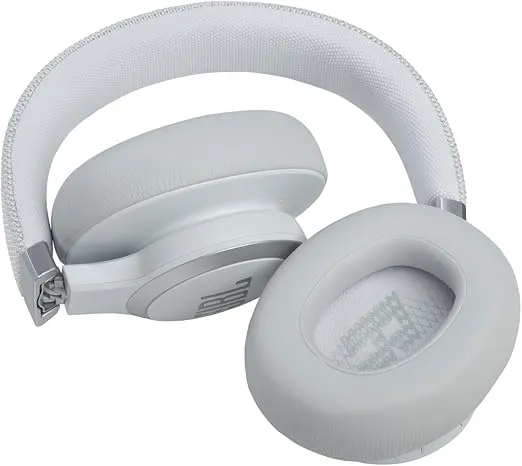 JBL Live 660NC - Wireless Over-ear Noise Cancelling headphones, JBL Signature Sound, Voice Assist, Up to 50Hrs of Battery with Speed Charging, Comfort-fit fabric headband and carrying pouch (White)