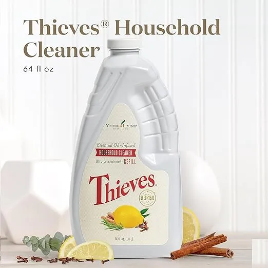 Young Living Thieves Household Cleaner Refill | 64 fl oz | All-Surface Home Cleaner | Plant-Based | Pet-Safe Formula | Water and Essential Oil Infused