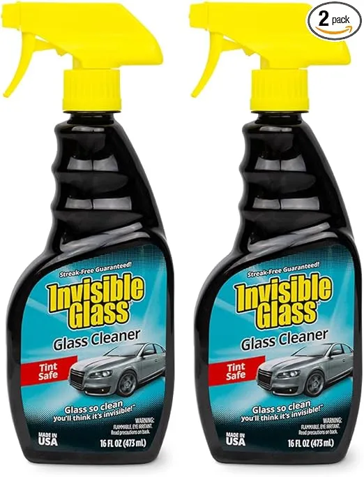 Invisible Glass 92163-2PK Premium Glass and Window Cleaner for Auto and Home Cleans Glass, Windows, Windshields, Navigation Screens, and More, Streak-Free, Ammonia-Free, Tint-Safe, 16 Fl Oz, Pack of 2