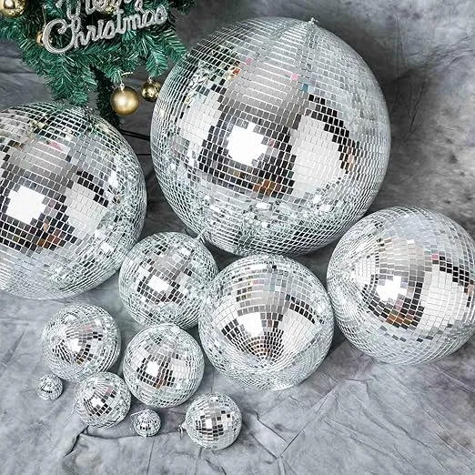 Efavormart 2 PCS 10" Groovy Glass Mirror Disco Ball Party Decoration for Wedding Event Birthday Party