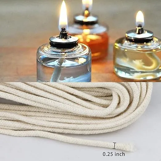 50 Feet Roll 1/4" Round Cotton Oil Lamp Wicks Burner