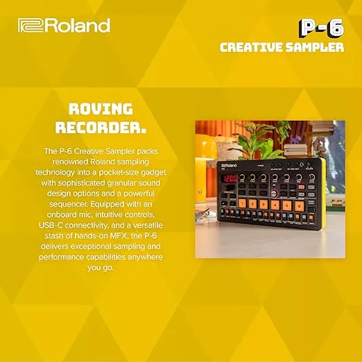 Roland AIRA Compact P-6 Creative Sampler | Granular Sound Design | Powerful Sequencer | Onboard Keyboard | Custom Loops | Built-In Mic | Hands-on Effects