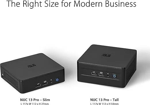 ASUS NUC 13 Pro Slim Barebone with Intel 13th Gen Core i7-1360P, Up to 64GB DDR4 RAM, Triple Storage Design, Thunderbolt™ 4, Wi-Fi 6E & Bluetooth 5.3, with VESA Mount Included