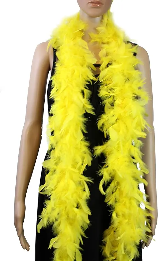 40 Gram 72" Long, Turkey Chandelle Feather Boa, Dancing Wedding Crafting Party Dress Up, Halloween Costume Decoration (Light Yellow ColorS)