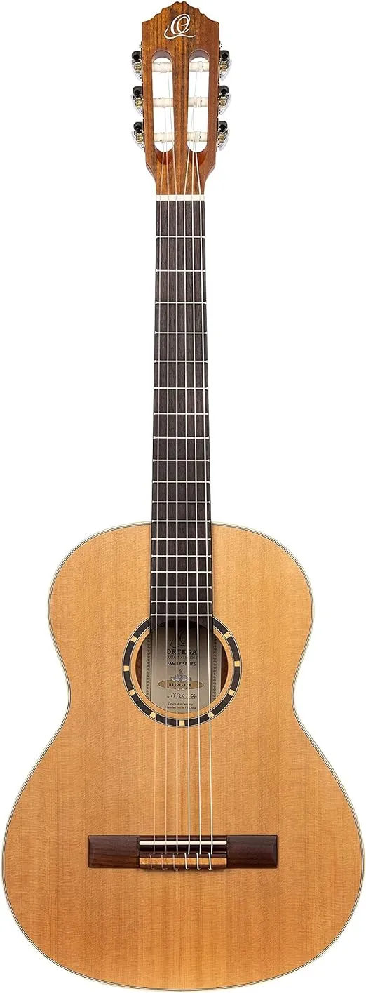 Ortega Guitars 6 String Family Series 3/4 Size Left-Handed Nylon Classical Guitar w/Bag, Cedar Top-Natural-Satin, (R122L-3/4)