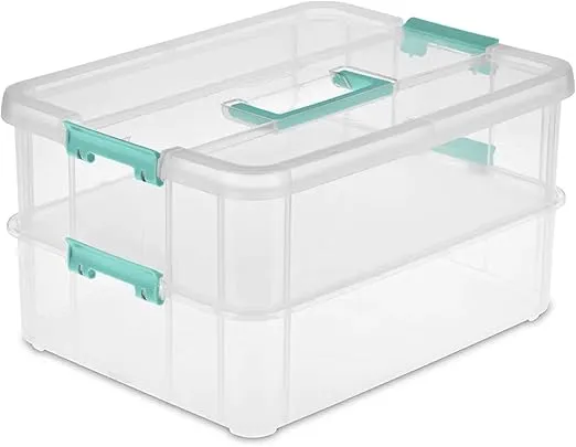 Sterilite 14228604 Stack & Carry 2 Layer Handle Box, 1 - Pack