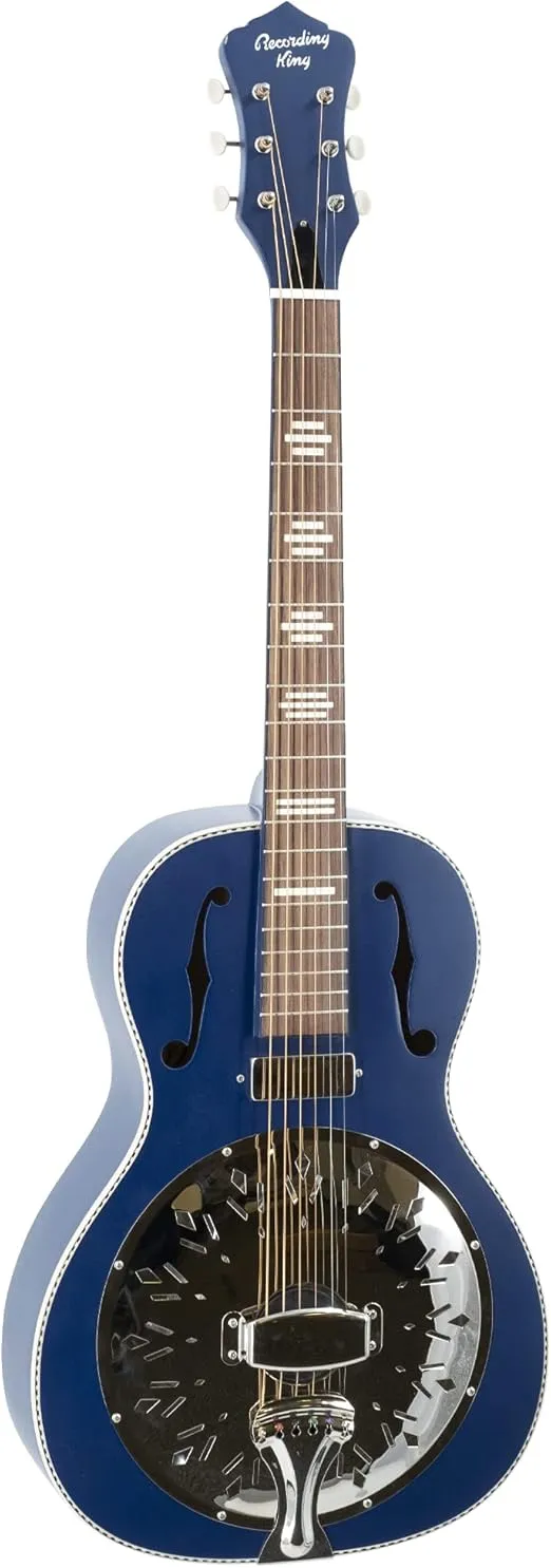 Recording King 6 String Resonator Guitar, Right, Wabash Blue (RPH-R2-E-MBL)