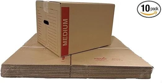 10 - Pack Medium Cardboard Moving Boxes 18x14x12 32 ECT With Handles