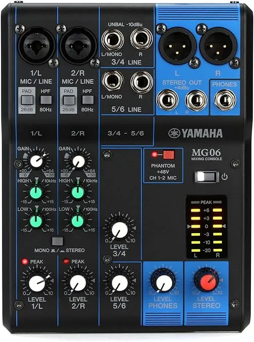 Yamaha MG06 6-Input Compact Stereo Mixer