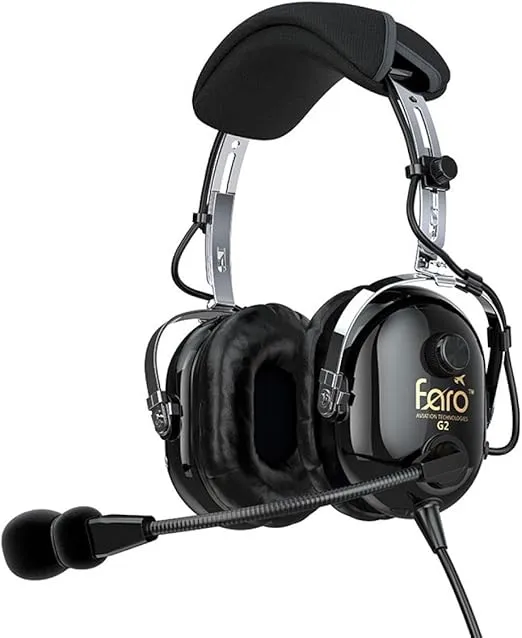 Faro G2 ANR (Active Noise Reduction) Premium Pilot Aviation Headset with Mp3 Input - Black