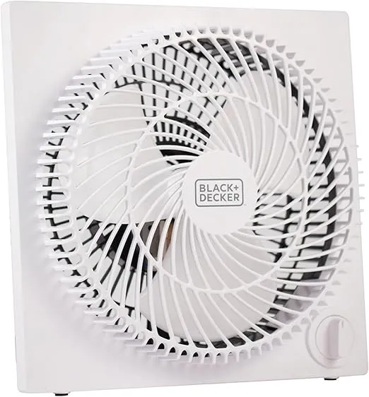 BLACK+DECKER Mini Box Fan Tabletop Quiet 9 Inch Desk Box Fans Frameless BFB09W White