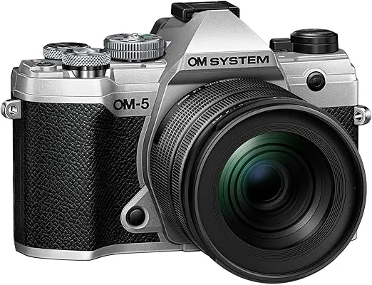 OM SYSTEM OLYMPUS OM-5 Silver Micro Four Thirds System Camera M.Zuiko Digital ED 12-45mm F4.0 PRO kit Outdoor Camera Weather Sealed Design 5-Axis Image Stabilization 50MP Handheld High Res Shot