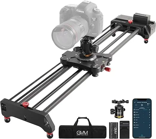 GVM Motorized Camera Slider,31" Wireless Carbon Fiber Dolly Rail Camera Slider with APP Control, Motorized Time Lapse and Video Shot Follow Focus Shot and 120 Degree Panoramic Shooting