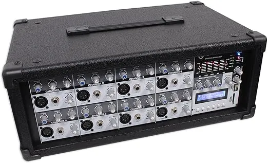 Rockville RPM85 2400w Powered 8 Channel Mixer, USB, 5 Band EQ, Effects/Bluetooth