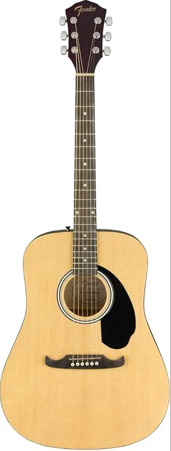 Fender Acoustic Guitar with Guitar Bag, with 2-Year Warranty, FA-125 Dreadnought with Alloy Steel Strings, Glossed Natural Finish, Basswood Construction