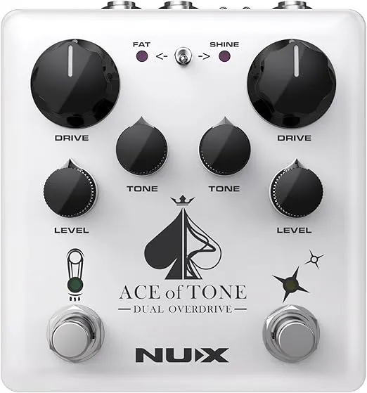 NUX ACE of Tone Dual Overdrive Pedal stacked with Tubeman MKII and Morning Star