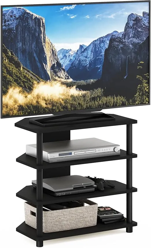 Furinno Turn-N-Tube Easy Assembly 4-Tier Petite Entertainment Center / TV Stand / TV Unit / TV Desk, Blackwood