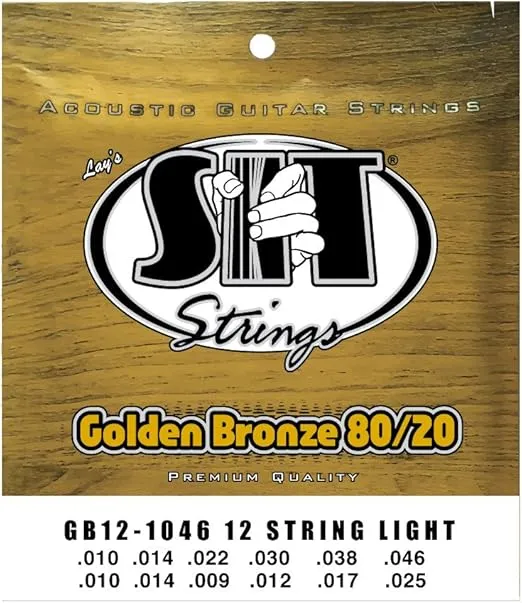 SIT Strings Golden Bronze 80/20 Acoustic Guitar Strings (S.I.T.), 12-String Light 10-46, GB121046