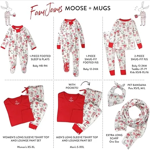 HonestBaby Family Matching Holiday Pajamas Organic Cotton for Men, Women, Kids, Toddlers, Baby Boys, Girls, Unisex Pets