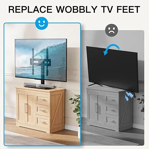 PERLESMITH Universal Swivel TV Stand-Table Top TV Stand for 32-60,65 inch TV-Height Adjustable TV Base with Heavy-Duty Tempered Glass Base, VESA 400x400mm up to 88lbs, PSTVS17