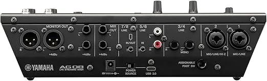 Yamaha AG08 Black 8-Channel Live Streaming Loopback Mixer/USB Interface with Steinberg Software Suite