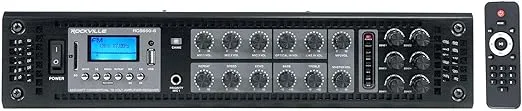 Rockville RCS650-6 650 Watt 6 Zone 70V Commercial Amplifier, Bluetooth, 3 Mic Inputs, Perfect for Restaurants, Bars, Cafés, Schools, Lounges