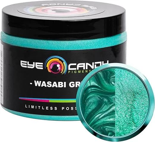 Eye Candy Premium Green Mica Powder Pigments | Multipurpose DIY Arts and Crafts Additive | Acrylic, Woodworking, Bath Bombs, Resin, Epoxy, Soap, Fishing Lures (Wasabi Green)