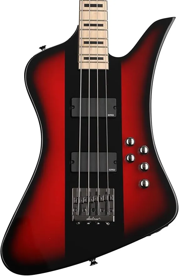 Jackson X Series Signature David Ellefson Kelly Bird IV Bass, Red Stripe, Maple Fingerboard