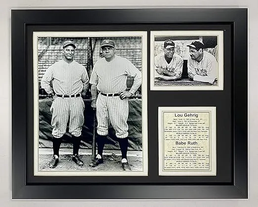 Legends Never Die New York Yankees Lou Gehrig and Babe Ruth Framed Photo Collage, Bats, 11x14-Inch, (11097U)