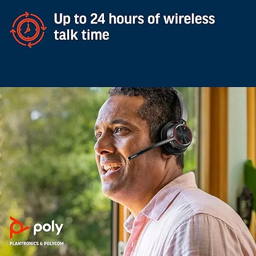 Poly - Voyager 4320 UC Wireless Headset + Charge Stand (Plantronics) - Headphones with Boom Mic - Connect to PC/Mac via USB-C Bluetooth Adapter, Cell Phone via Bluetooth - Works with Teams, Zoom &More