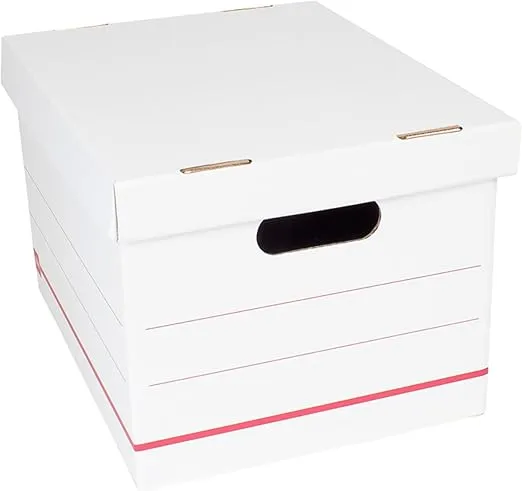 Office Depot® Brand Standard-Duty Corrugated Storage Boxes, Letter/Legal Size, 15" x 12" x 10", 60% Recycled, White/Red,