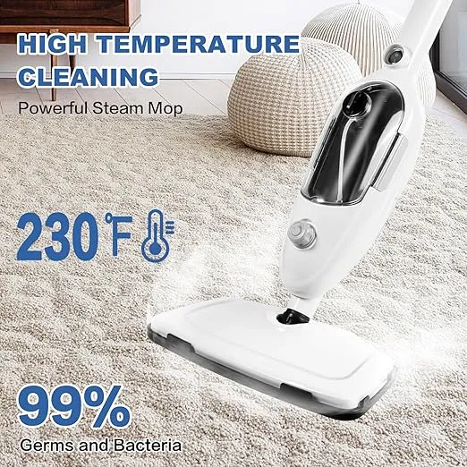 Steam Mop Cleaner 10-in-1 with Convenient Detachable Handheld Unit, Laminate/Hardwood/Tiles/Carpet Kitchen - Garment - Clothes - Pet Friendly Steamer Whole House Multipurpose Use